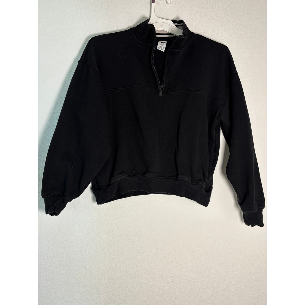 PINK Victoria's Secret Black Quarter Zip Pullover Sweatshirt Mock Neck XS